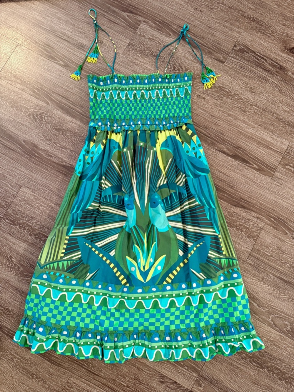 Farm Rio Smocked Cover Up Midi Dress New